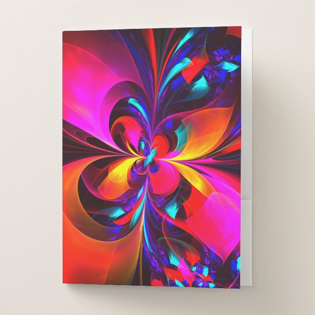 Modern Floral Abstract Art Red Blue Pattern #07 Pocket Folder (Front)