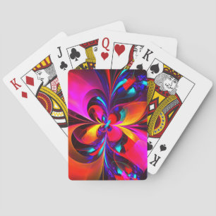 Modern Floral Abstract Art Red Blue Pattern #07 Poker Cards