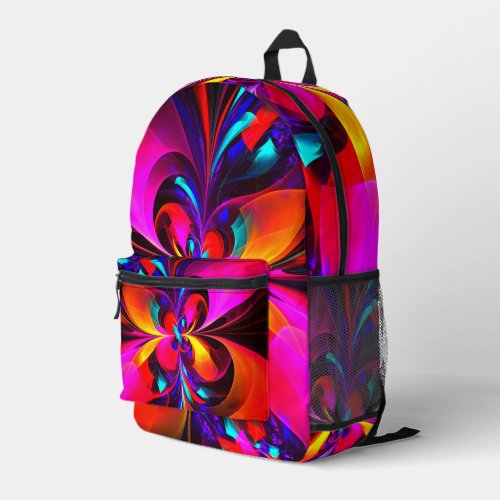 Modern Floral Abstract Art Red Blue Pattern 07 Printed Backpack