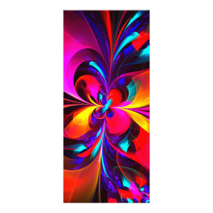 Modern Floral Abstract Art Red Blue Pattern #07 Rack Card