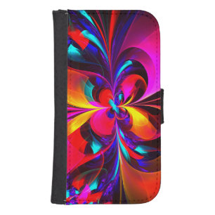 Modern Floral Abstract Art Red Blue Pattern #07 Galaxy S4 Wallet Case