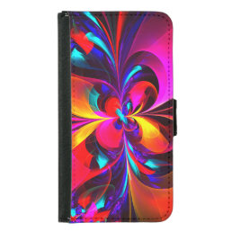 Modern Floral Abstract Art Red Blue Pattern #07 Samsung Galaxy S5 Wallet Case