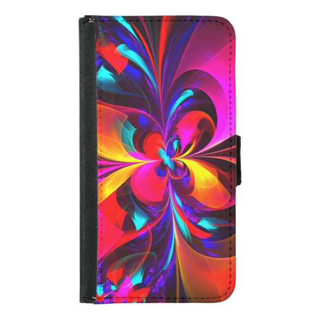 Modern Floral Abstract Art Red Blue Pattern #07 Samsung Galaxy Wallet Case (Front)