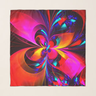 Modern Floral Abstract Art Red Blue Pattern #07 Scarf