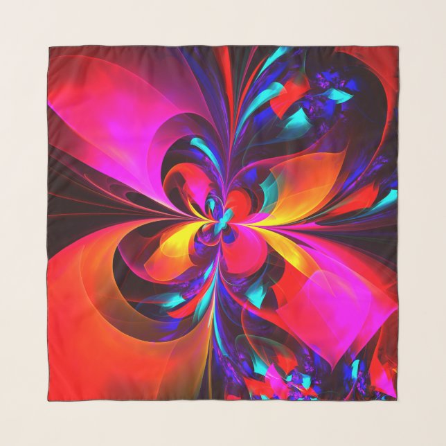 Modern Floral Abstract Art Red Blue Pattern #07 Scarf (Front)