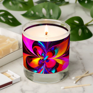 Modern Floral Abstract Art Red Blue Pattern #07 Scented Candle