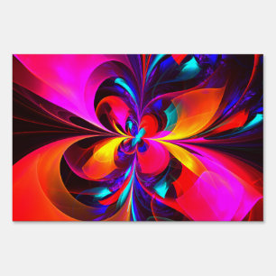 Modern Floral Abstract Art Red Blue Pattern #07 Sign