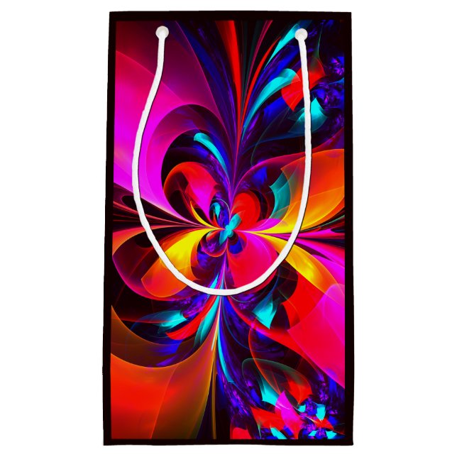 Modern Floral Abstract Art Red Blue Pattern #07 Small Gift Bag (Front)