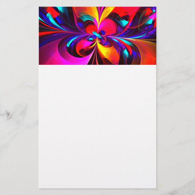 Modern Floral Abstract Art Red Blue Pattern #07 Stationery (Front)