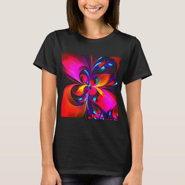 Modern Floral Abstract Art Red Blue Pattern #07 T-Shirt (Front)