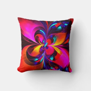 Modern Floral Abstract Art Red Blue Pattern #07 Throw Pillow