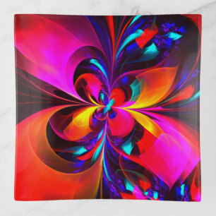 Modern Floral Abstract Art Red Blue Pattern #07 Trinket Tray