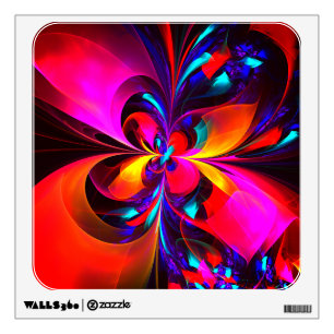 Modern Floral Abstract Art Red Blue Pattern #07 Wall Decal