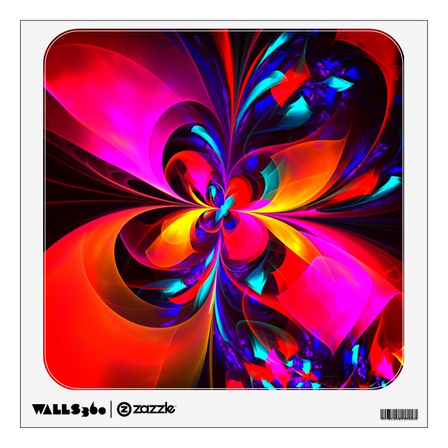 Modern Floral Abstract Art Red Blue Pattern #07 Wall Decal (Front)