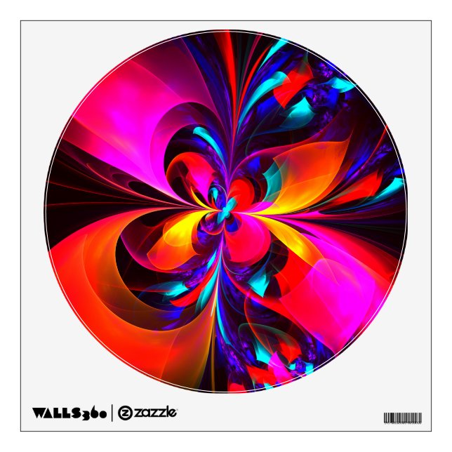 Modern Floral Abstract Art Red Blue Pattern #07 Wall Decal (Front)