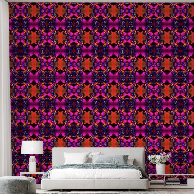 Modern Floral Abstract Art Red Blue Pattern #07 Wallpaper (Bedroom)