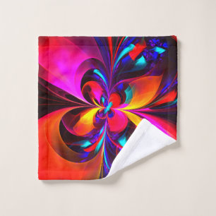 Modern Floral Abstract Art Red Blue Pattern #07 Wash Cloth