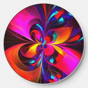 Modern Floral Abstract Art Red Blue Pattern #07 Wireless Charger