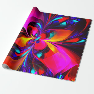 Modern Floral Abstract Art Red Blue Pattern #07 Wrapping Paper