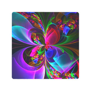 Modern Floral Abstract Art Red Blue Pattern #12