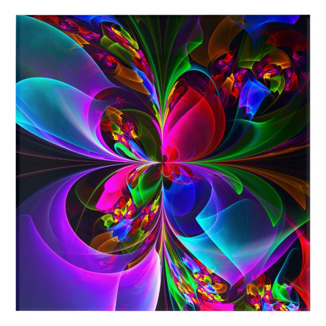 Modern Floral Abstract Art Red Blue Pattern #12 (Front)