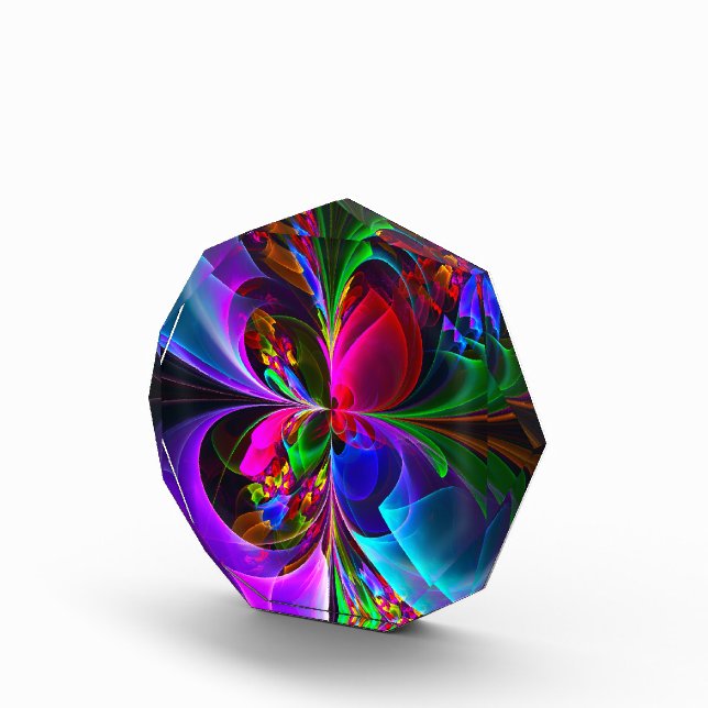 Modern Floral Abstract Art Red Blue Pattern #12 Acrylic Award (Right)