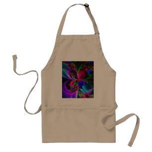 Modern Floral Abstract Art Red Blue Pattern #12 Adult Apron