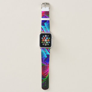 Modern Floral Abstract Art Red Blue Pattern #12 Apple Watch Band
