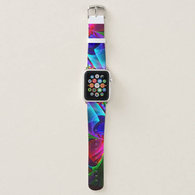 Modern Floral Abstract Art Red Blue Pattern #12 Apple Watch Band (Front)