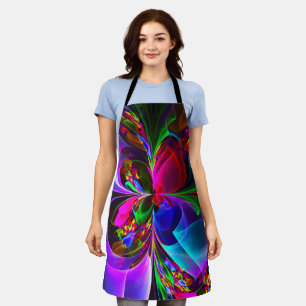 Modern Floral Abstract Art Red Blue Pattern #12 Apron