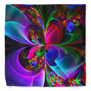 Modern Floral Abstract Art Red Blue Pattern #12 Bandana