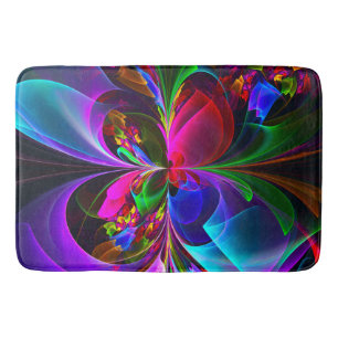 Modern Floral Abstract Art Red Blue Pattern #12 Bath Mat