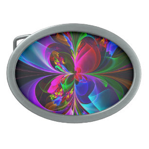 Modern Floral Abstract Art Red Blue Pattern #12 Belt Buckle