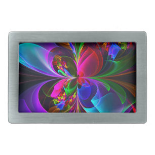 Modern Floral Abstract Art Red Blue Pattern #12 Belt Buckle