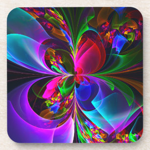 Modern Floral Abstract Art Red Blue Pattern #12 Beverage Coaster