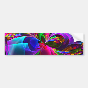 Modern Floral Abstract Art Red Blue Pattern #12 Bumper Sticker
