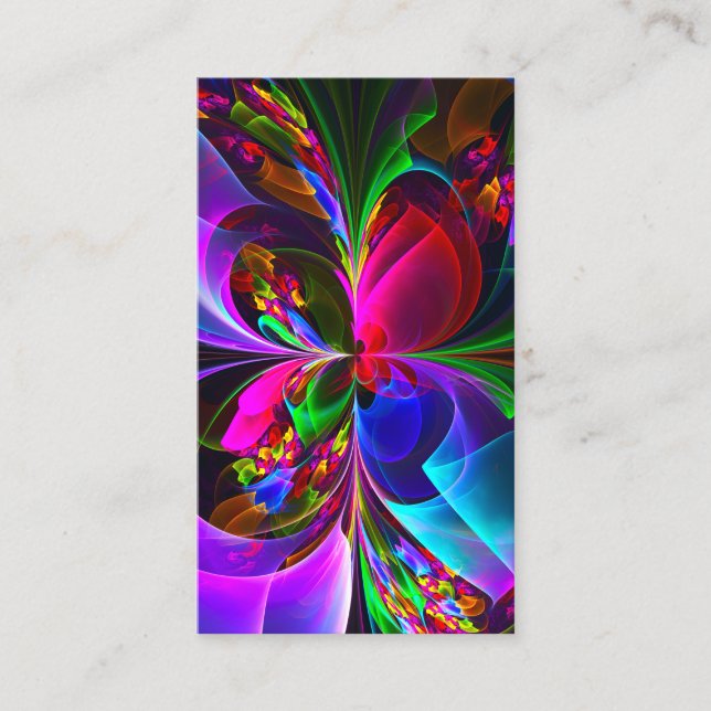 Modern Floral Abstract Art Red Blue Pattern #12 Business Card (Front)