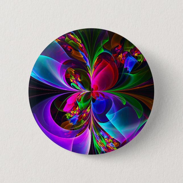 Modern Floral Abstract Art Red Blue Pattern #12 Button (Front)