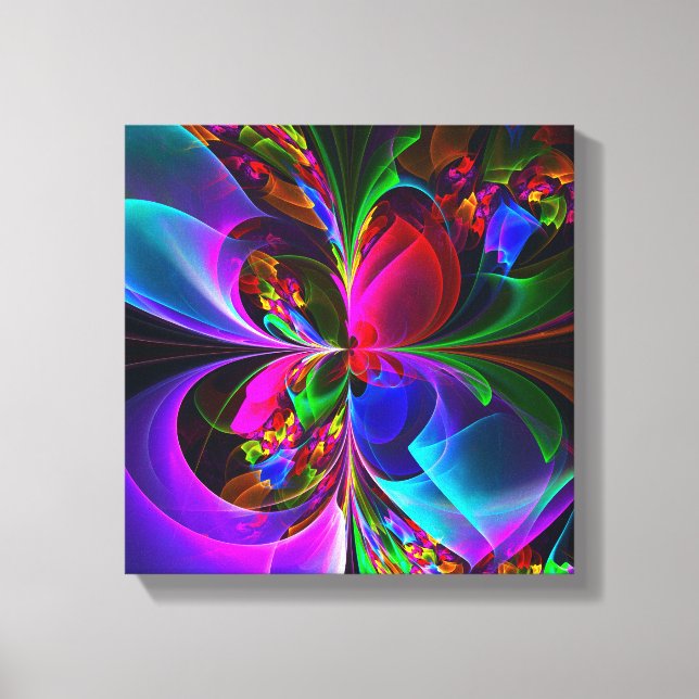 Modern Floral Abstract Art Red Blue Pattern #12 Canvas Print (Front)