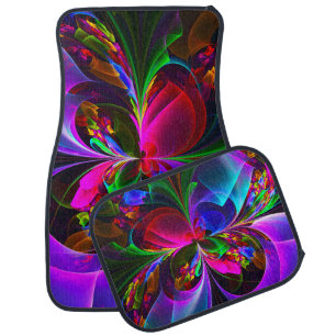 Modern Floral Abstract Art Red Blue Pattern #12 Car Floor Mat