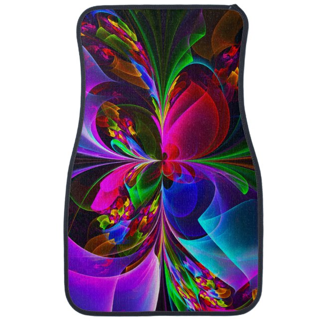 Modern Floral Abstract Art Red Blue Pattern #12 Car Floor Mat (Front)