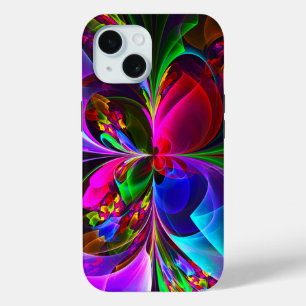 Modern Floral Abstract Art Red Blue Pattern #12 iPhone 15 Case