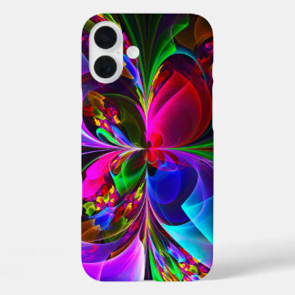 Modern Floral Abstract Art Red Blue Pattern #12 iPhone 16 Plus Case