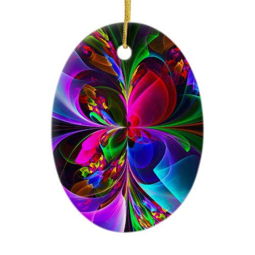 Modern Floral Abstract Art Red Blue Pattern #12 Ceramic Ornament