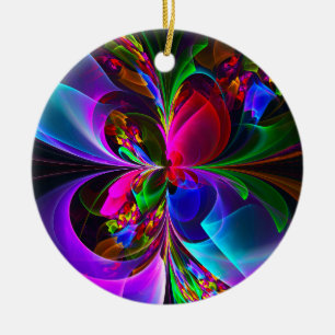 Modern Floral Abstract Art Red Blue Pattern #12 Ceramic Ornament