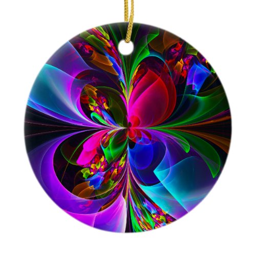 Modern Floral Abstract Art Red Blue Pattern #12 Ceramic Ornament