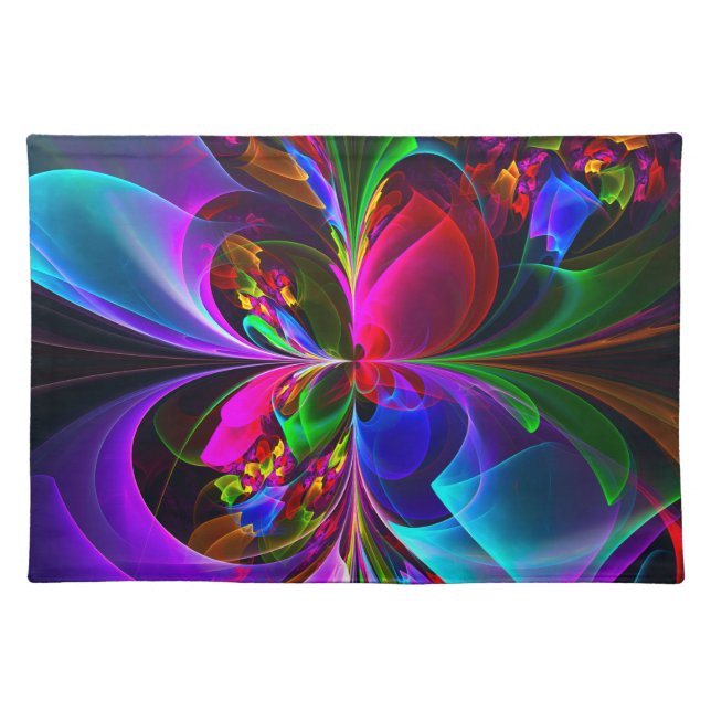 Modern Floral Abstract Art Red Blue Pattern #12 Cloth Placemat (Front)