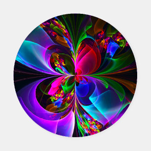 Modern Floral Abstract Art Red Blue Pattern #12 Coaster Set