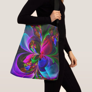 Modern Floral Abstract Art Red Blue Pattern #12 Crossbody Bag