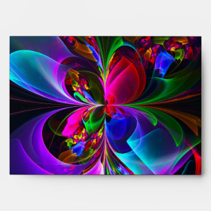 Modern Floral Abstract Art Red Blue Pattern #12 Envelope